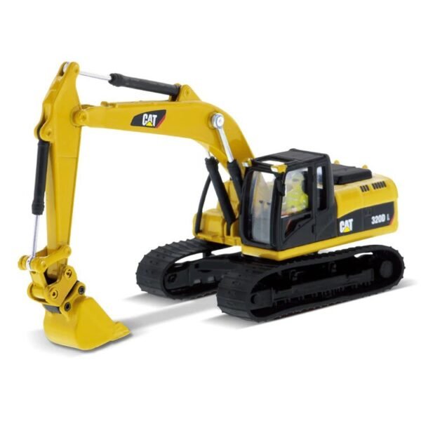 85652 1:87 Escavadeira Hidráulica Caterpillar 320D L com Várias Ferramentas de Trabalho (Caçamba de Limpeza, Garra, Martelo e Multiprocessador)