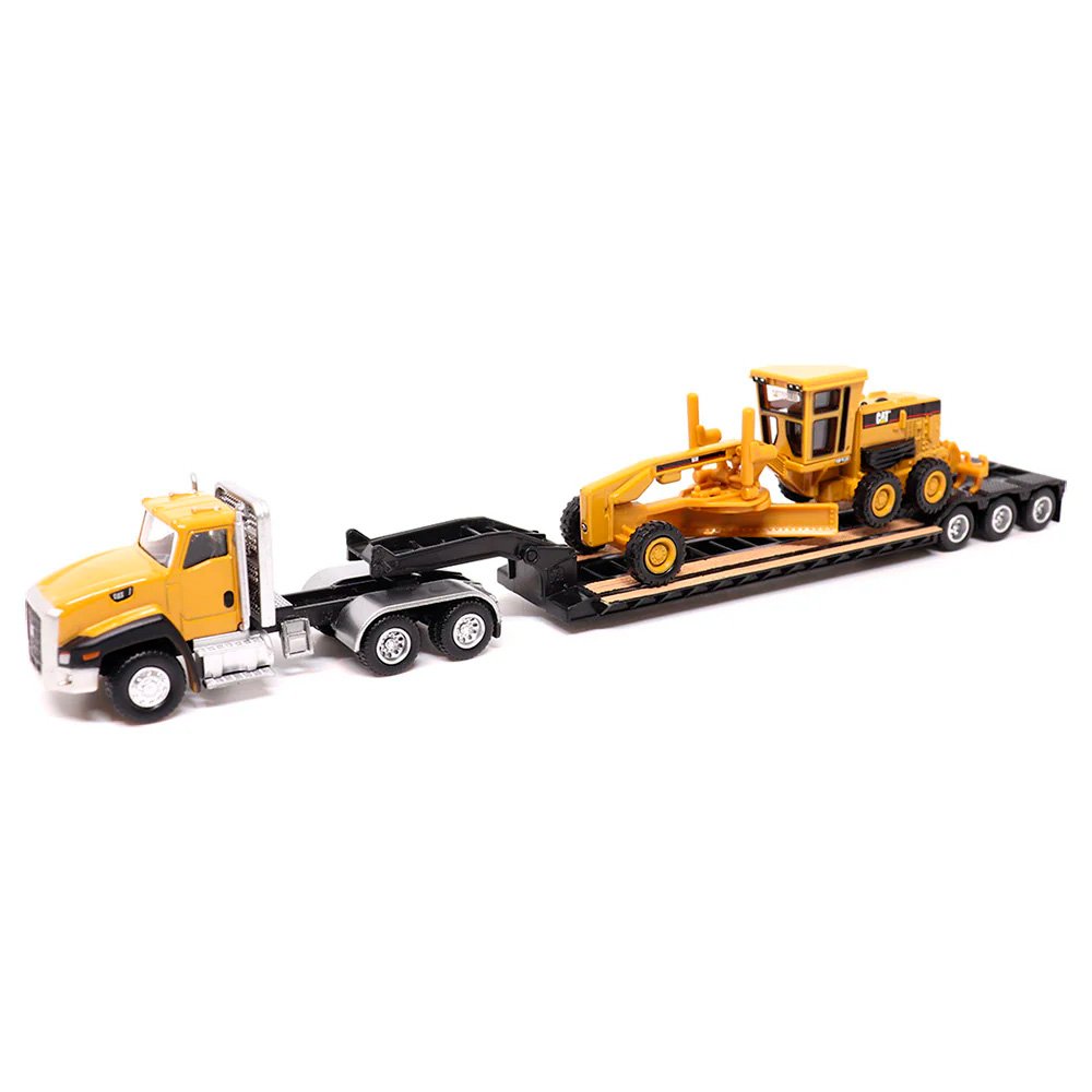 84414 Miniatura Caminhão reboque com motoniveladora 163H 1:87