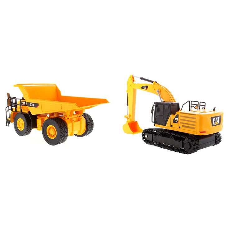 COMBO Miniatura Escavadeira Hidráulica CAT 336 1:35 + Caminhão de Mineração 770 - Imagem 3